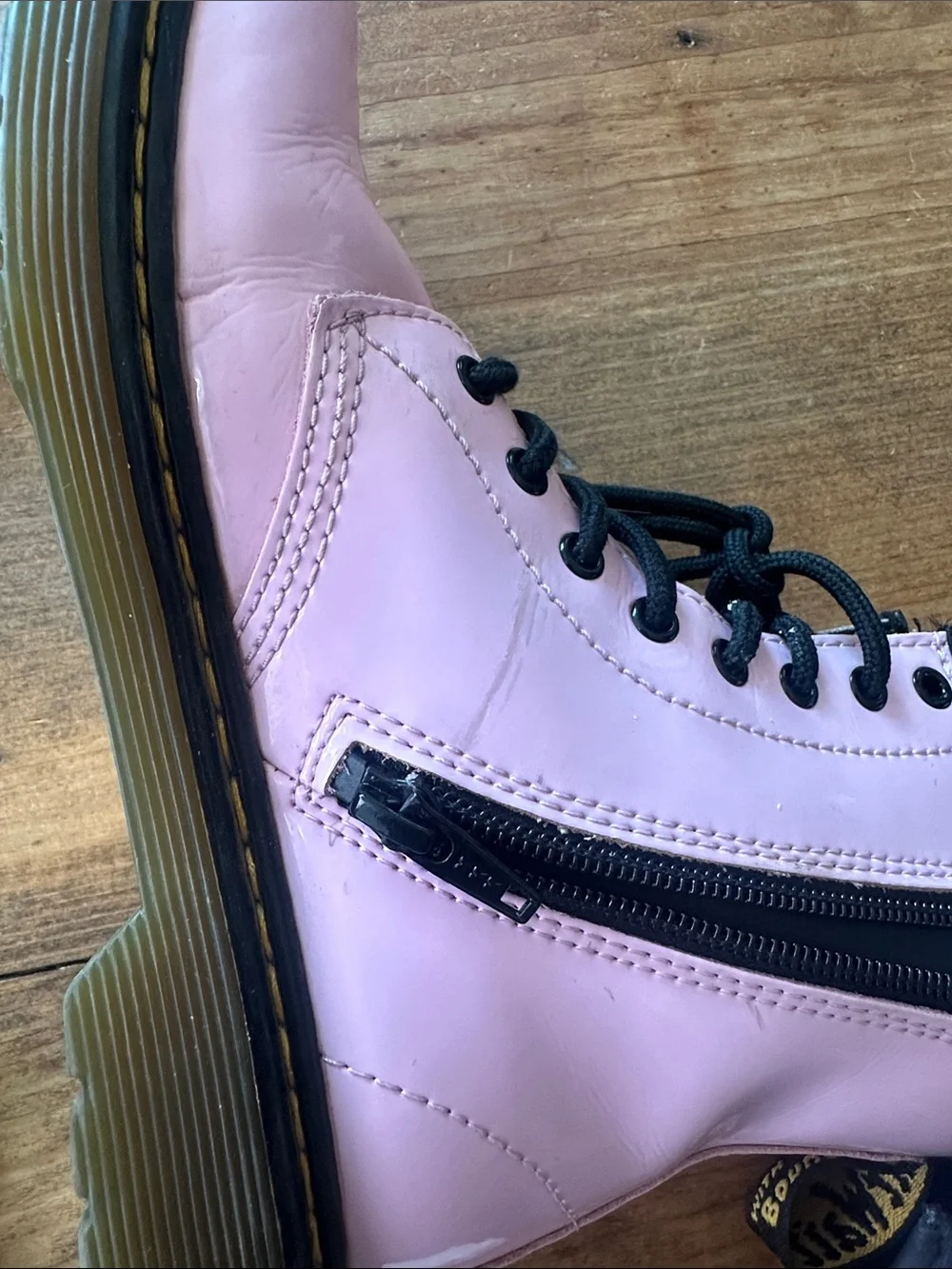 Dr. Martens Pink Patent 1460 J Combat Boots Size 2